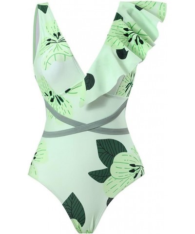 Womens One Piece Floral Bathing Suit with Beach Cover up Wrap Skirt Two Piece Tummy Control Monokini Set Swimsuit 3003-green ...