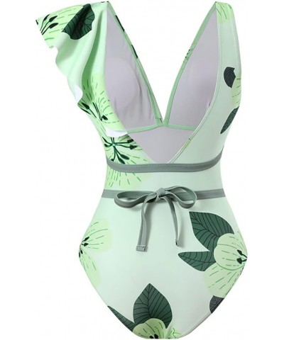 Womens One Piece Floral Bathing Suit with Beach Cover up Wrap Skirt Two Piece Tummy Control Monokini Set Swimsuit 3003-green ...