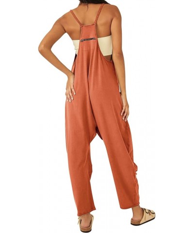 Womens Loose Casual V Neck Sleeveless Jumpsuits Adjustable Spaghetti Straps Harem Long Pants Overalls with Pockets Brown $11....