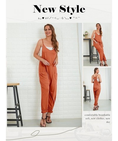 Womens Loose Casual V Neck Sleeveless Jumpsuits Adjustable Spaghetti Straps Harem Long Pants Overalls with Pockets Brown $11....