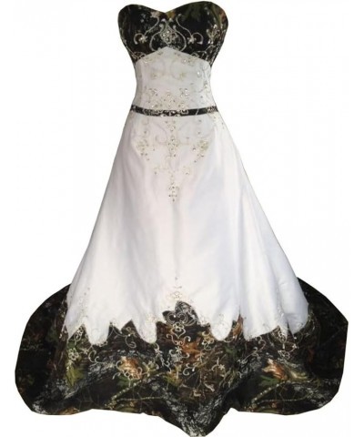 White Satin Camo Wedding Dresses A-Line Camouflage Embroidery Bridal Gown Style1-white&royalblue Lacing $38.08 Dresses