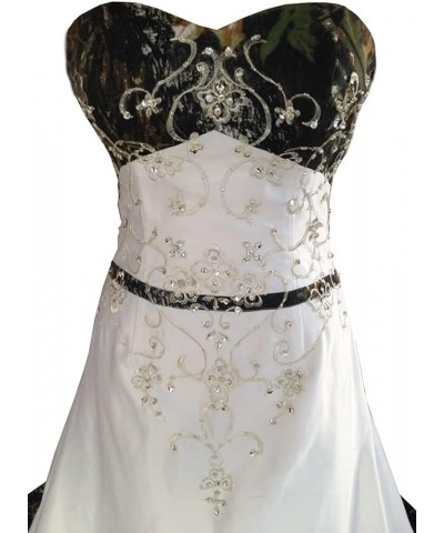 White Satin Camo Wedding Dresses A-Line Camouflage Embroidery Bridal Gown Style1-white&royalblue Lacing $38.08 Dresses