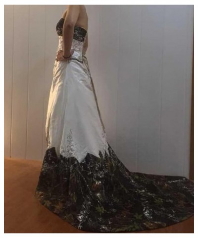 White Satin Camo Wedding Dresses A-Line Camouflage Embroidery Bridal Gown Style1-white&royalblue Lacing $38.08 Dresses