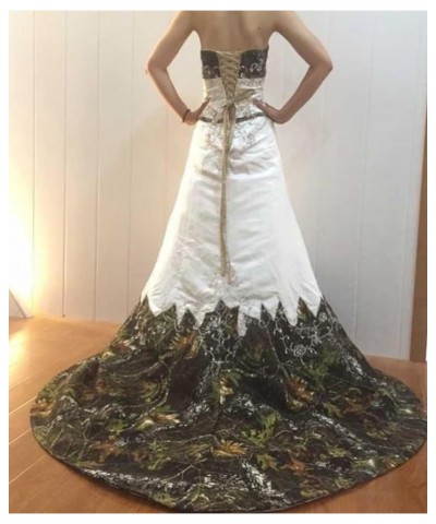 White Satin Camo Wedding Dresses A-Line Camouflage Embroidery Bridal Gown Style1-white&royalblue Lacing $38.08 Dresses