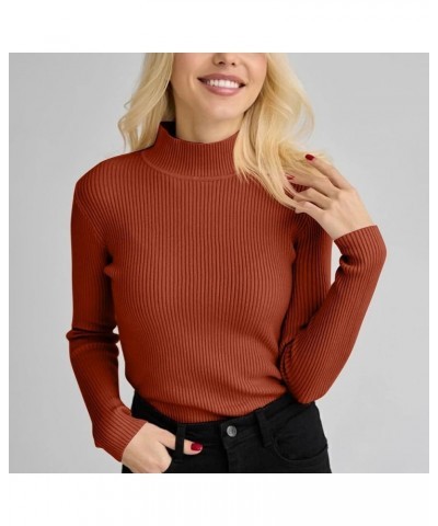 Women's 2023 Fall Long Sleeve Turtleneck Ribbed Knit Sweater Slim Fit Pullover Jumper Basic Casual Tee Tops G-ginger $7.31 Sw...