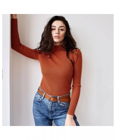 Women's 2023 Fall Long Sleeve Turtleneck Ribbed Knit Sweater Slim Fit Pullover Jumper Basic Casual Tee Tops G-ginger $7.31 Sw...