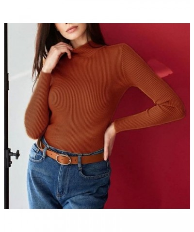 Women's 2023 Fall Long Sleeve Turtleneck Ribbed Knit Sweater Slim Fit Pullover Jumper Basic Casual Tee Tops G-ginger $7.31 Sw...