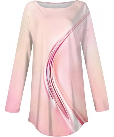 Sweatshirt For Women,Womens Casual Print Long Round Neck T Shirts Blouses To Wear With Leggings Tops Tunic 3-pink $9.07 Tops