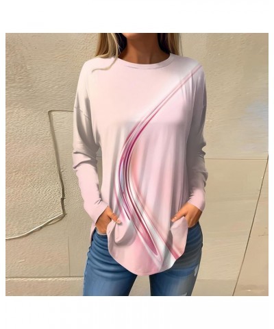 Sweatshirt For Women,Womens Casual Print Long Round Neck T Shirts Blouses To Wear With Leggings Tops Tunic 3-pink $9.07 Tops