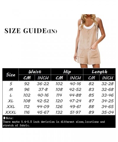 Jumpsuits for Women Sleeveless Knotted Strap Solid Pocket Shorts One Piece Romper Baggy Summer Button Casual Jumpsuits Beige ...