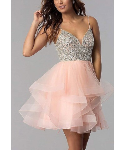 Women's Short Prom Dress Beaded Tulle Spaghetti Strap Cocktail Dresses Homecoming Dress for Teens Lavender $31.71 Dresses