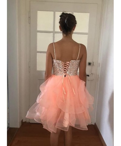 Women's Short Prom Dress Beaded Tulle Spaghetti Strap Cocktail Dresses Homecoming Dress for Teens Lavender $31.71 Dresses