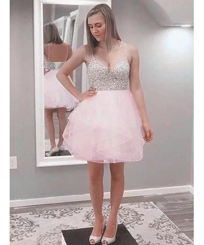 Women's Short Prom Dress Beaded Tulle Spaghetti Strap Cocktail Dresses Homecoming Dress for Teens Lavender $31.71 Dresses