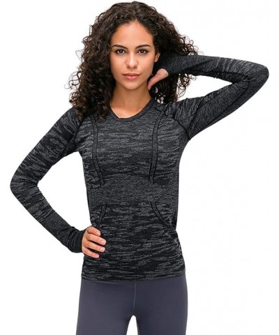 Women's Seamless Tops Long Sleeve Shirts Perfect Yoga Gym Top for Sports & Fitness Top Slim Fit Zenith Heathered Grey Long Sl...