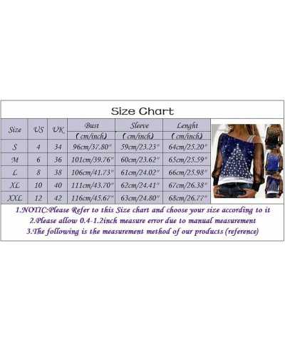 Women Printing Glitter Mesh Bell Long Sleeve Cold Shoulder Splice T-Shirt Blouse Fashion Shiny Club Loose Shirt Tees Gold-c $...