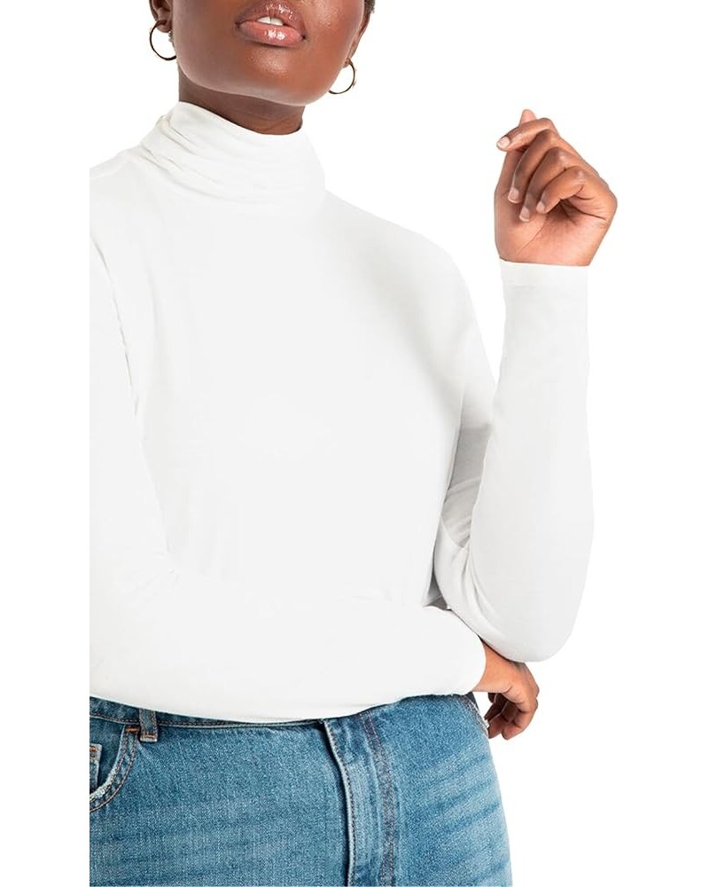 Women's Plus Size Layering Turtleneck Soft White $15.20 Sweaters