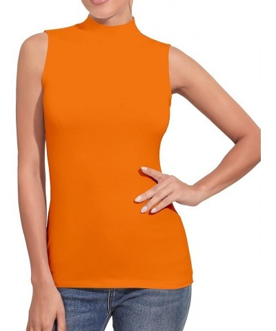 Women's Mock Turtleneck Long Sleeve/Sleeveless Basic Fitted Stretch Slim Shirts Tops Modal Sleeveless Mdl Sleeveless Orange $...