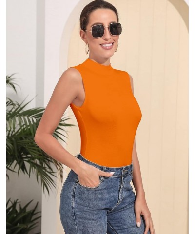 Women's Mock Turtleneck Long Sleeve/Sleeveless Basic Fitted Stretch Slim Shirts Tops Modal Sleeveless Mdl Sleeveless Orange $...