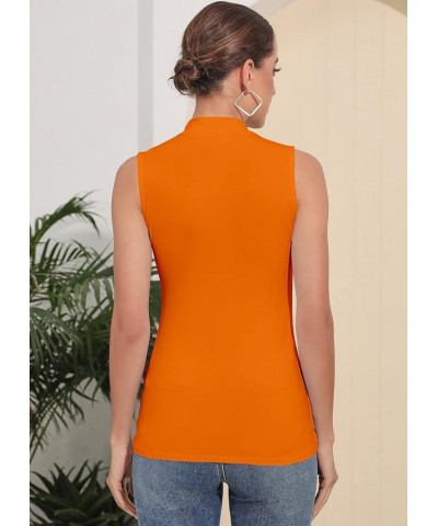 Women's Mock Turtleneck Long Sleeve/Sleeveless Basic Fitted Stretch Slim Shirts Tops Modal Sleeveless Mdl Sleeveless Orange $...